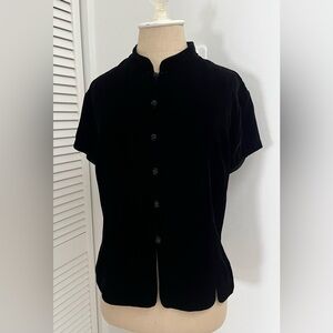 Ann Taylor Women's Elegant Black Velvet Button Down Shirt